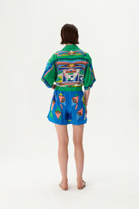 Zeugma Geometric Pattern Silk Shorts