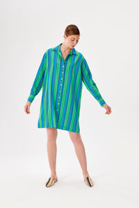 Long Sleeve Green Kutnu Shirt Dress