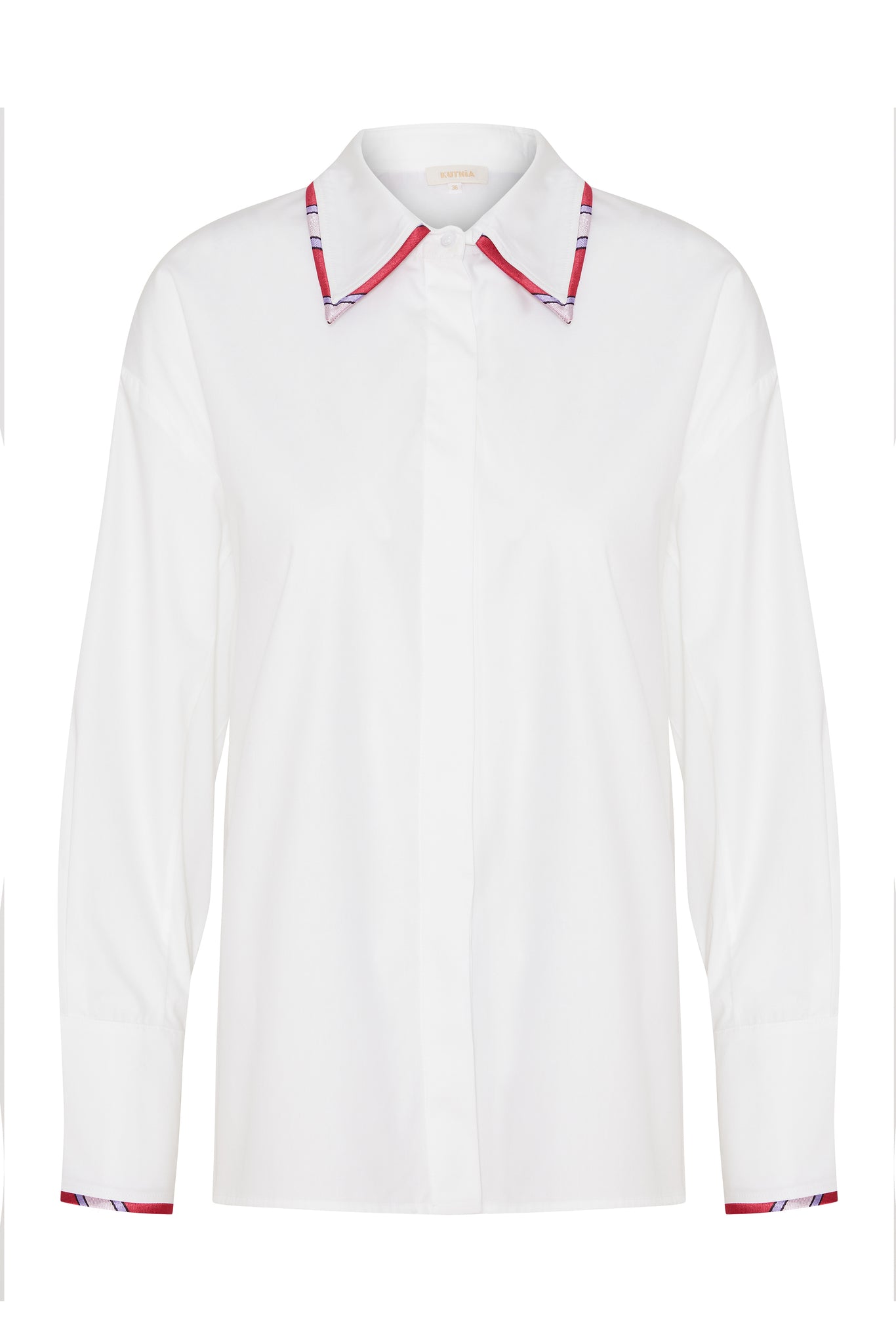 Red Kutnu Detailed White Poplin Shirt