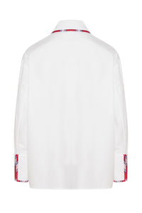 Red Kutnu Detailed White Poplin Shirt