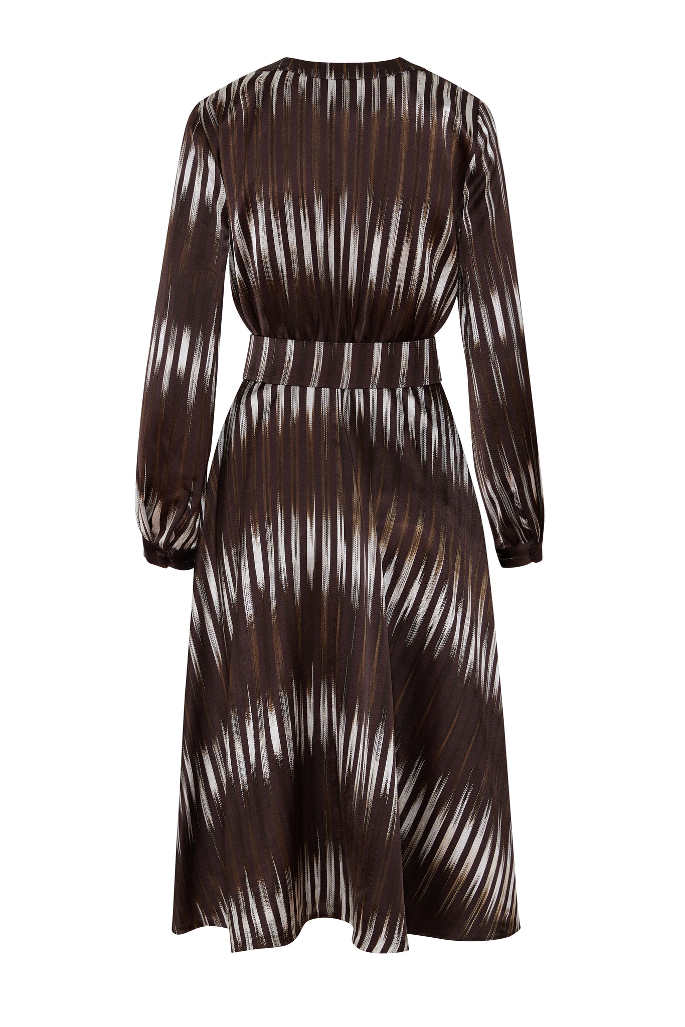 Brown Ikat Kutnu Buttoned Midi Dress