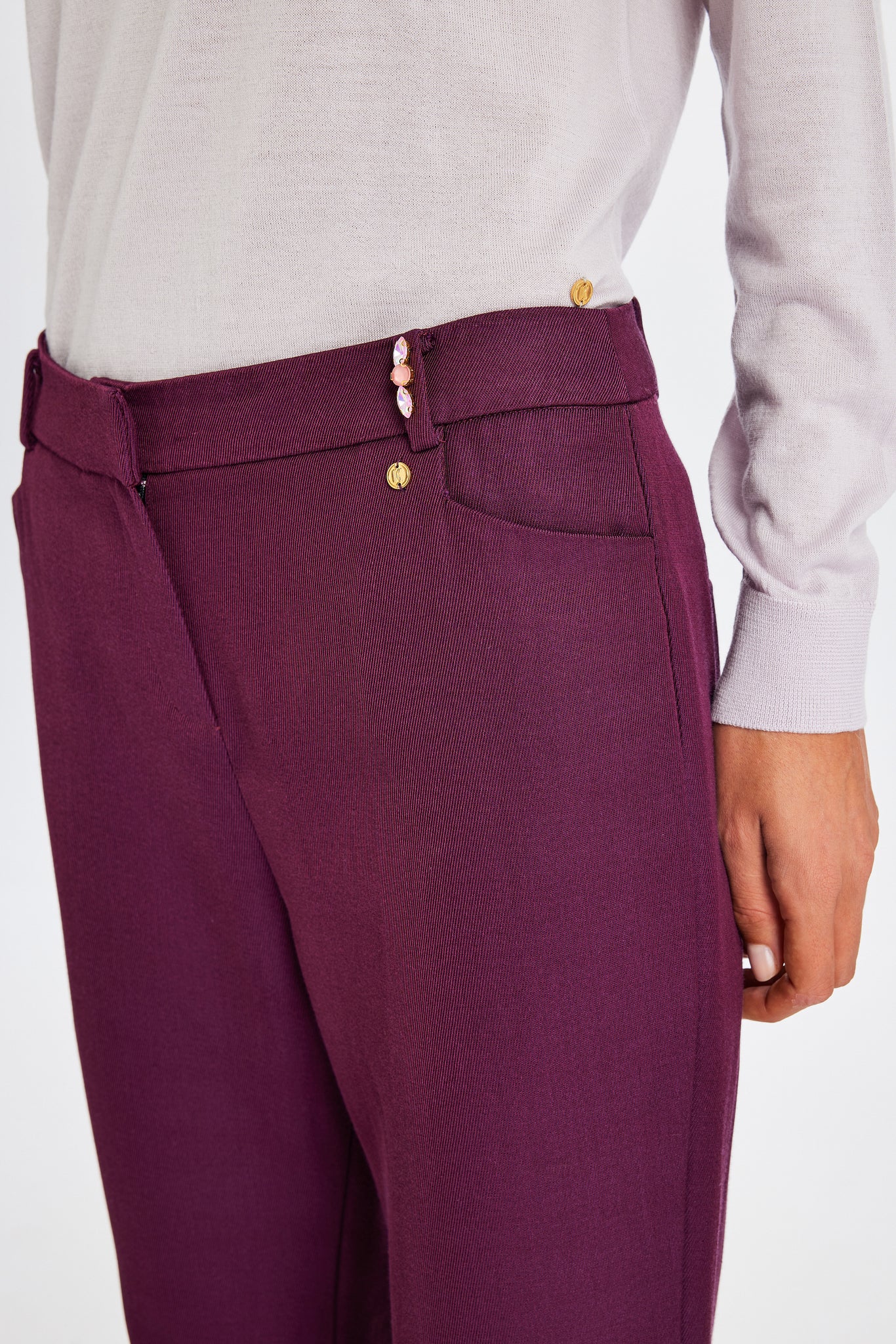 Kutnu Spanish Hem Burgundy Pants