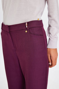 Kutnu Spanish Hem Burgundy Pants
