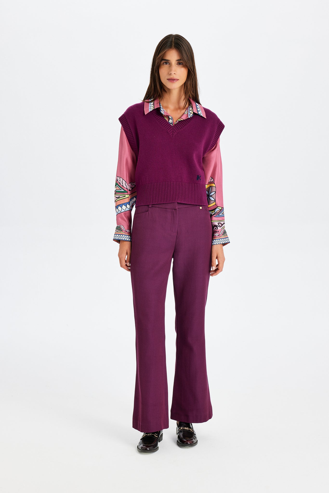 V-Neck Burgundy Knit Vest