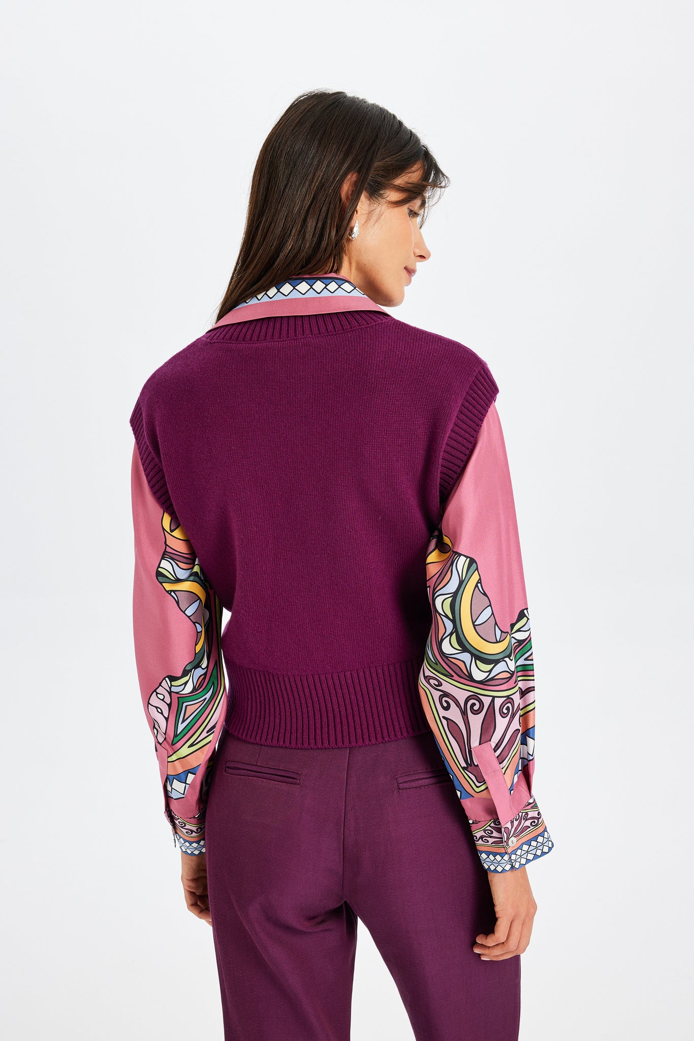 V-Neck Burgundy Knit Vest