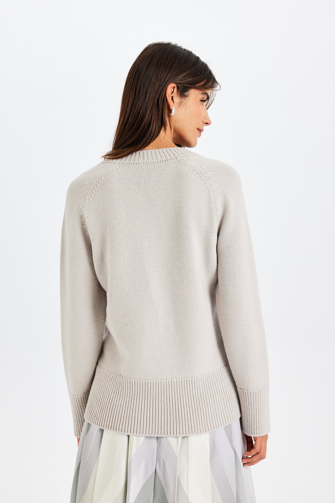 Stone-Embroidered Gray Sweater