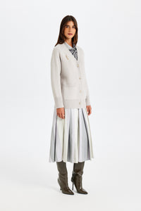 Stone-Embroidered Gray Knit Jacket