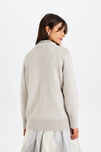 Stone-Embroidered Gray Knit Jacket