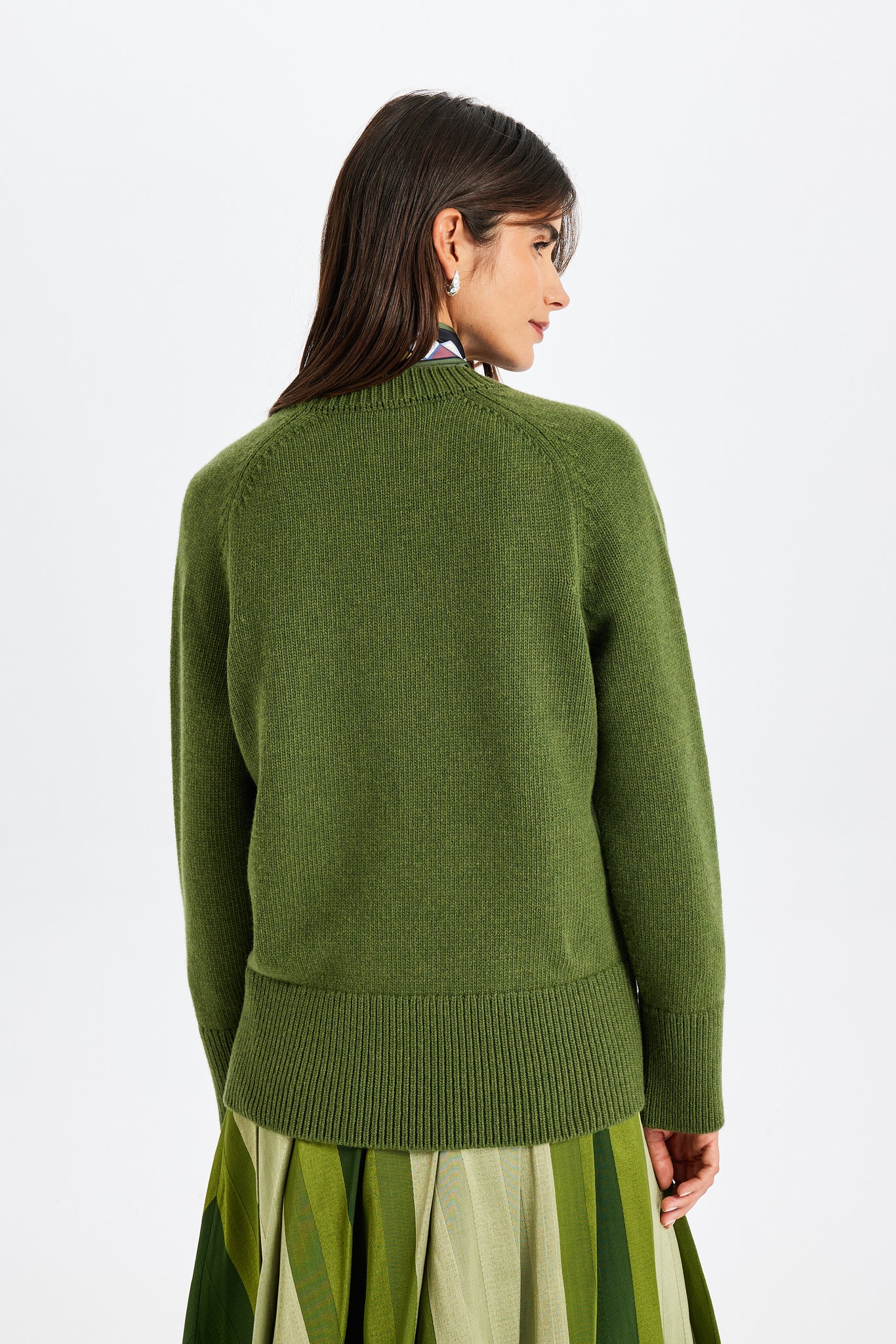 Stone-Embroidered Green Sweater