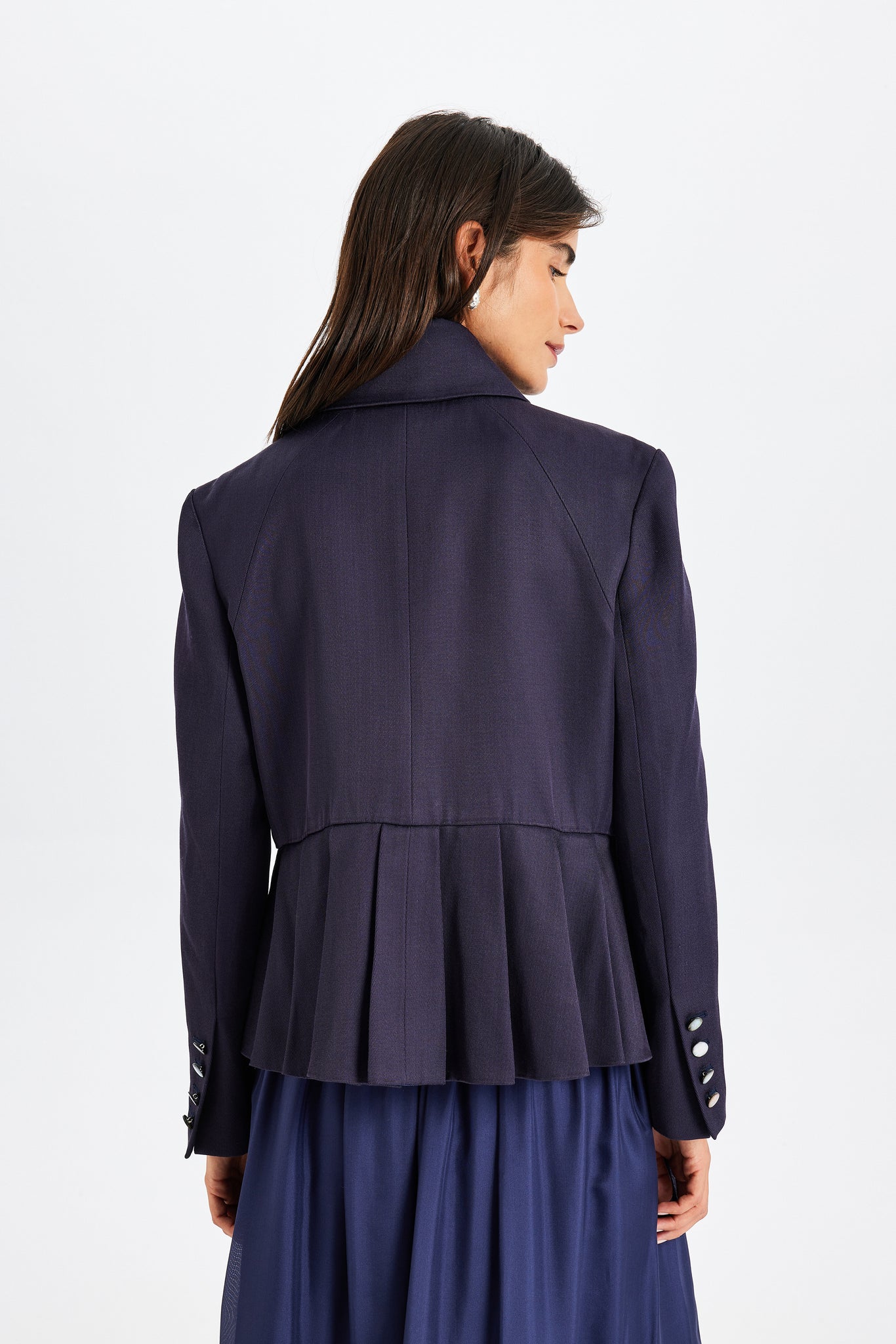 Kutnu Pile-Detailed Navy Blue Jacket