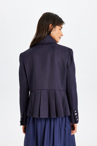 Kutnu Pile-Detailed Navy Blue Jacket