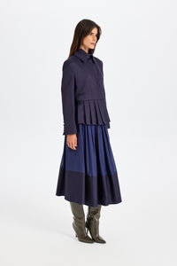 Kutnu Pile-Detailed Navy Blue Jacket
