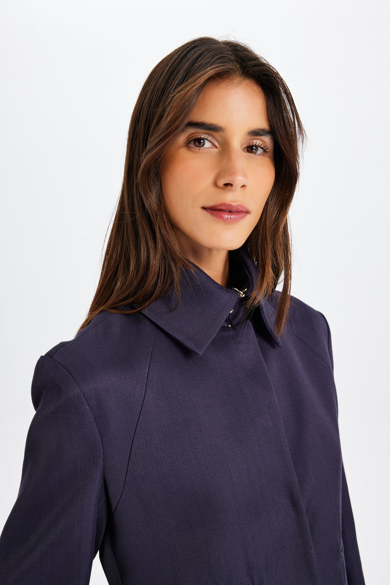 Kutnu Pile-Detailed Navy Blue Jacket