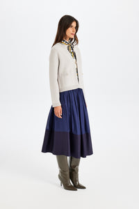 Stone-Embroidered Gray Knit Jacket