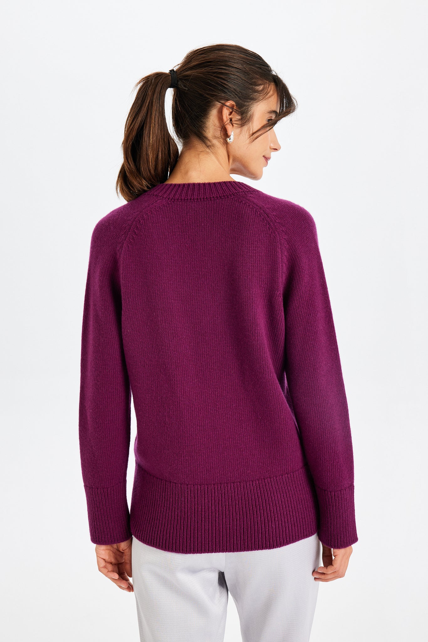 Stone-Embroidered Burgundy Knit Jacket