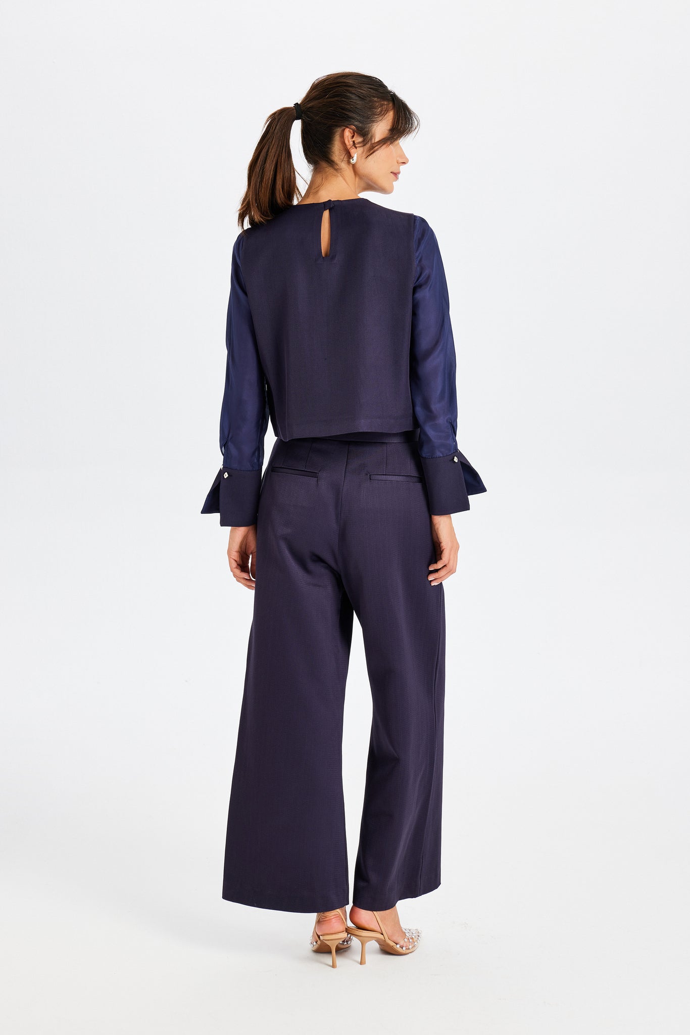 Silk Sleeve Detailed Kutnu Square Blouse