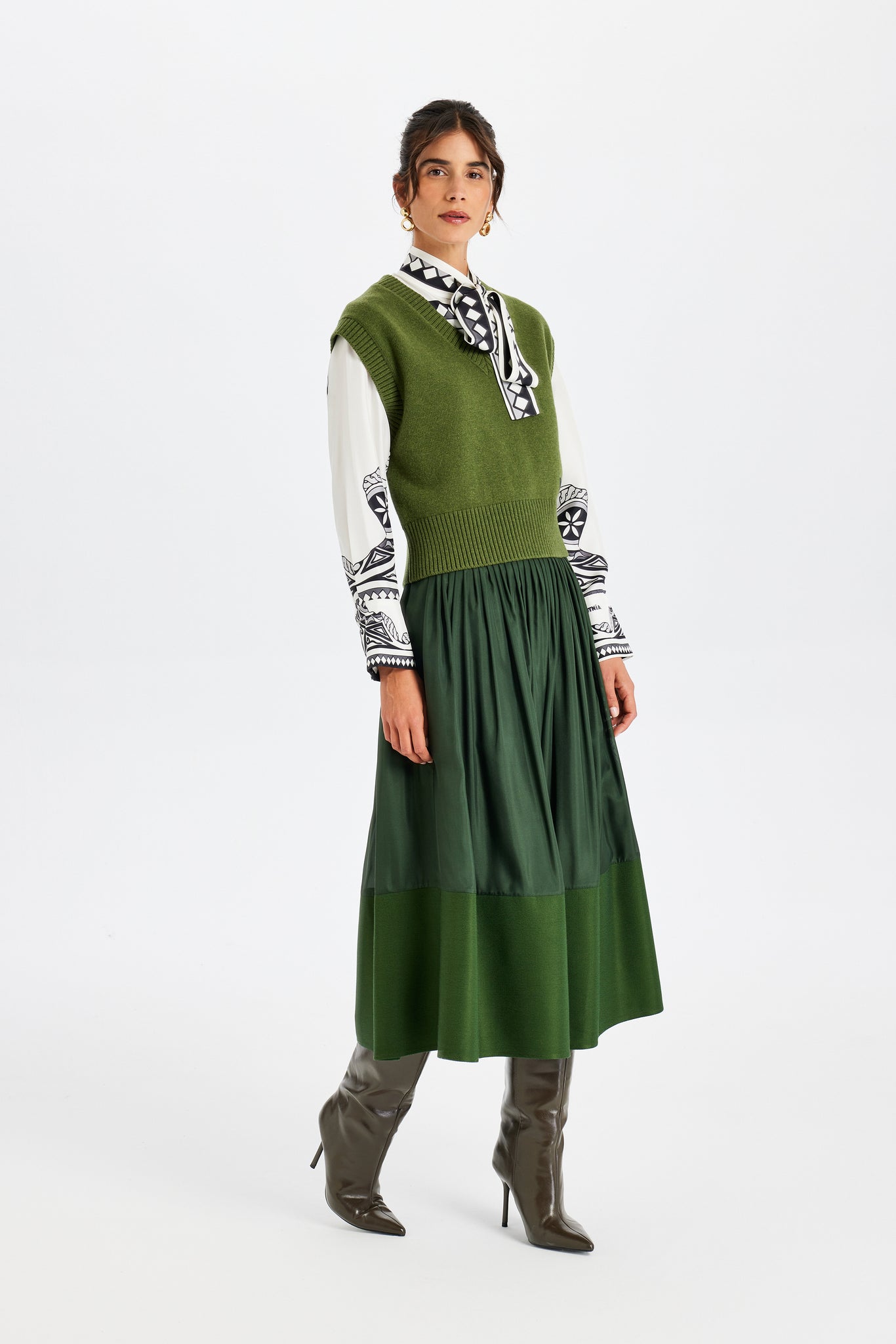 V-Neck Green Knit Vest