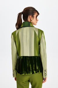 Velvet Pile-Detailed Green Kutnu Jacket