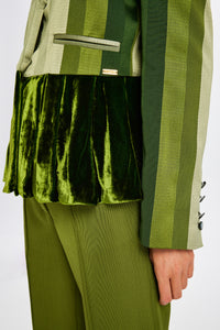 Velvet Pile-Detailed Green Kutnu Jacket