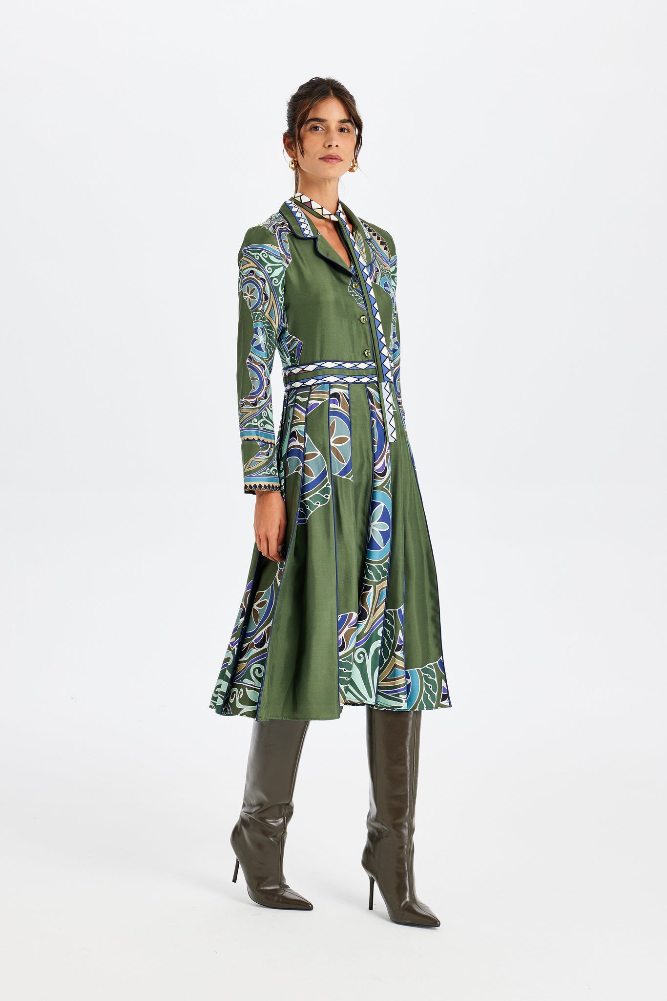 Zeugma Pleated Long Silk Dress