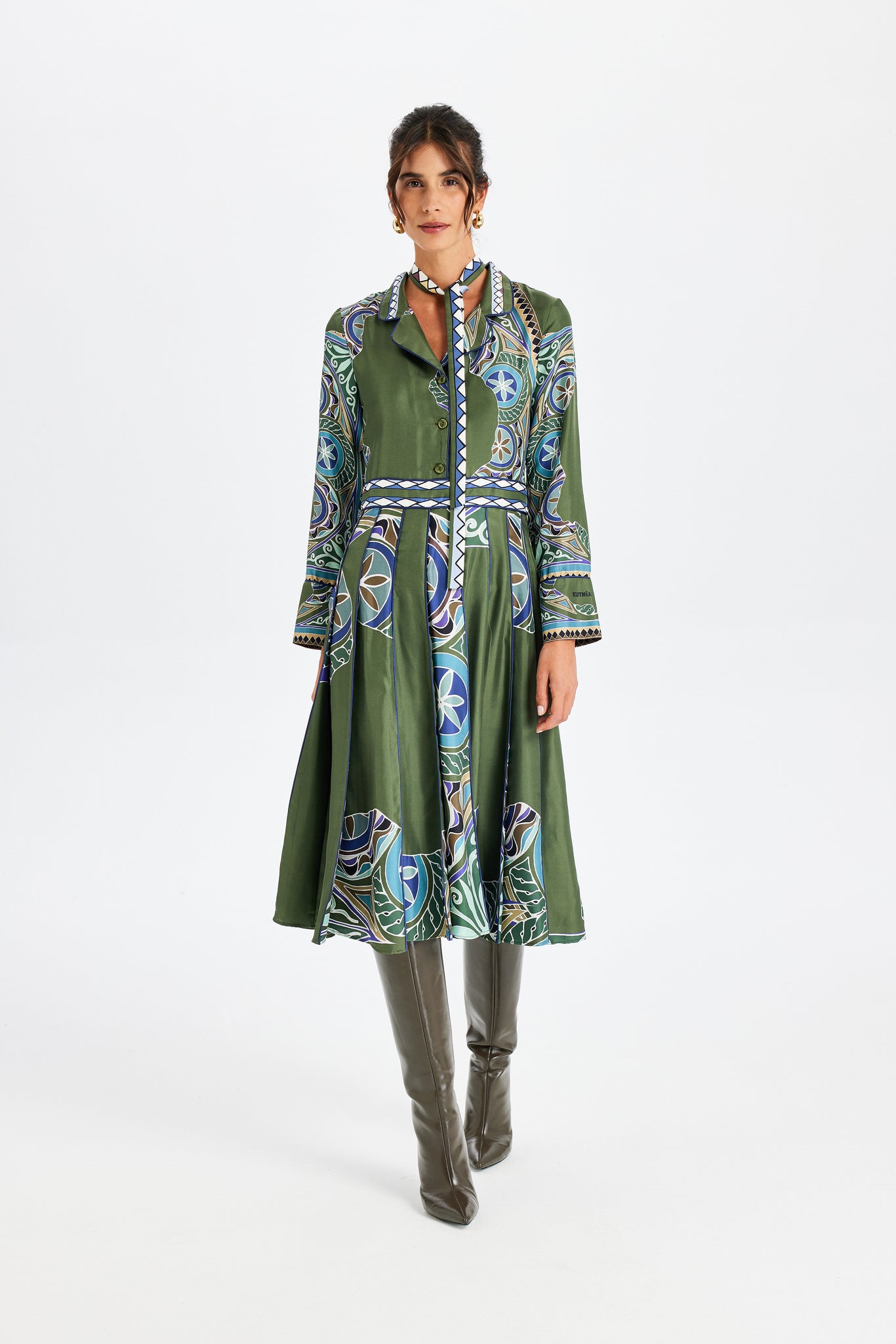 Zeugma Pleated Long Silk Dress