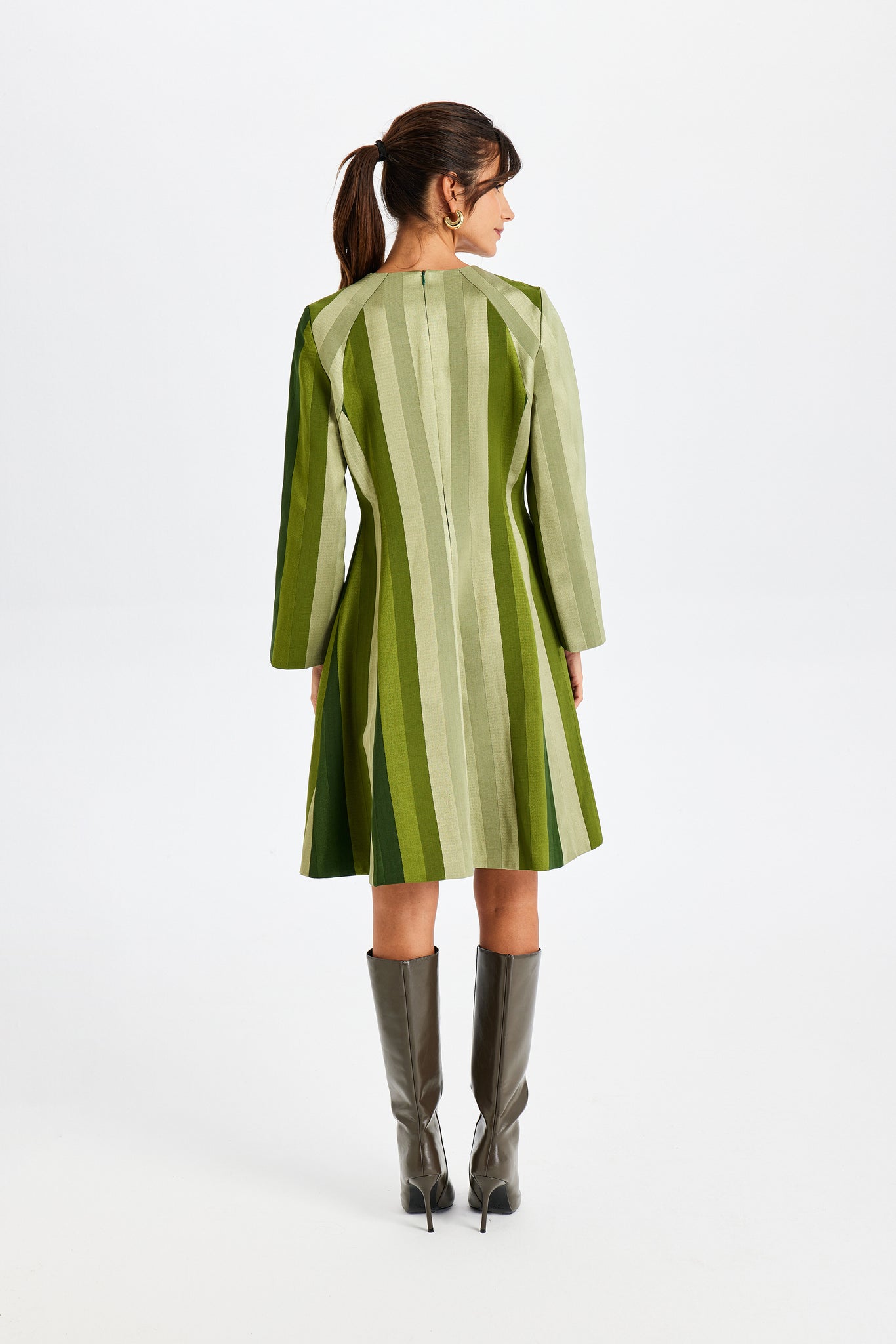 Kutnu Long-Sleeved Mini Green Dress