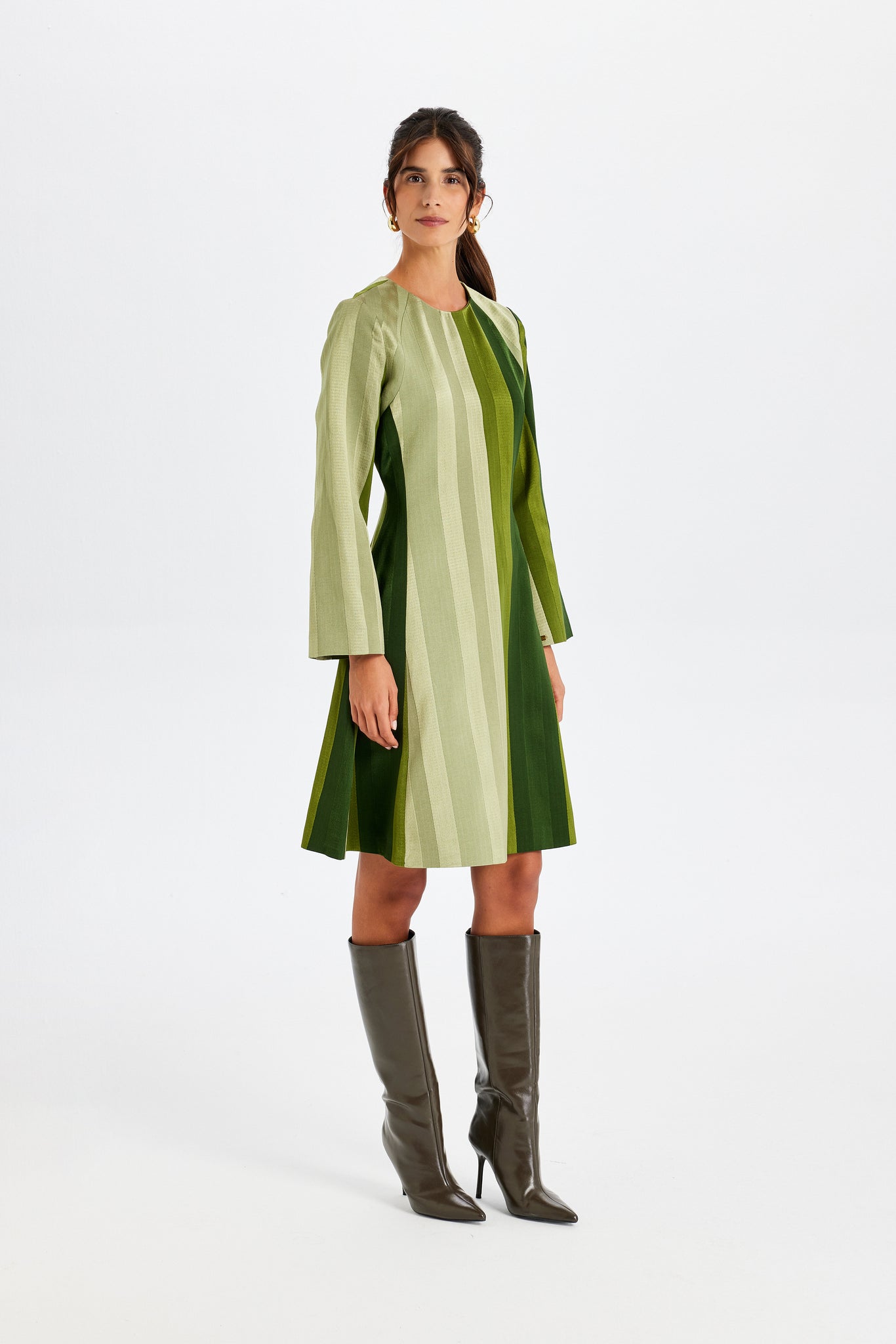 Kutnu Long-Sleeved Mini Green Dress