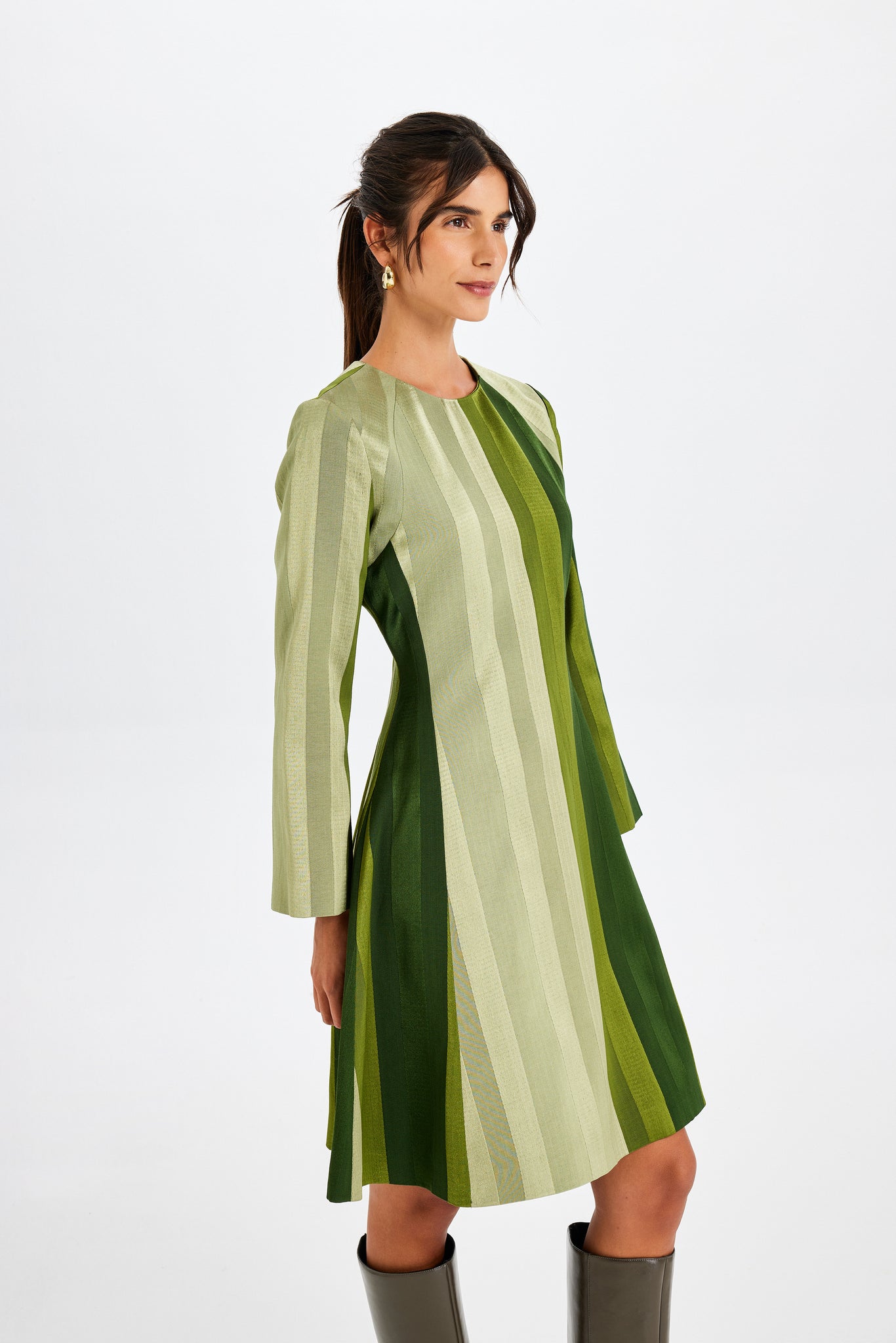 Kutnu Long-Sleeved Mini Green Dress