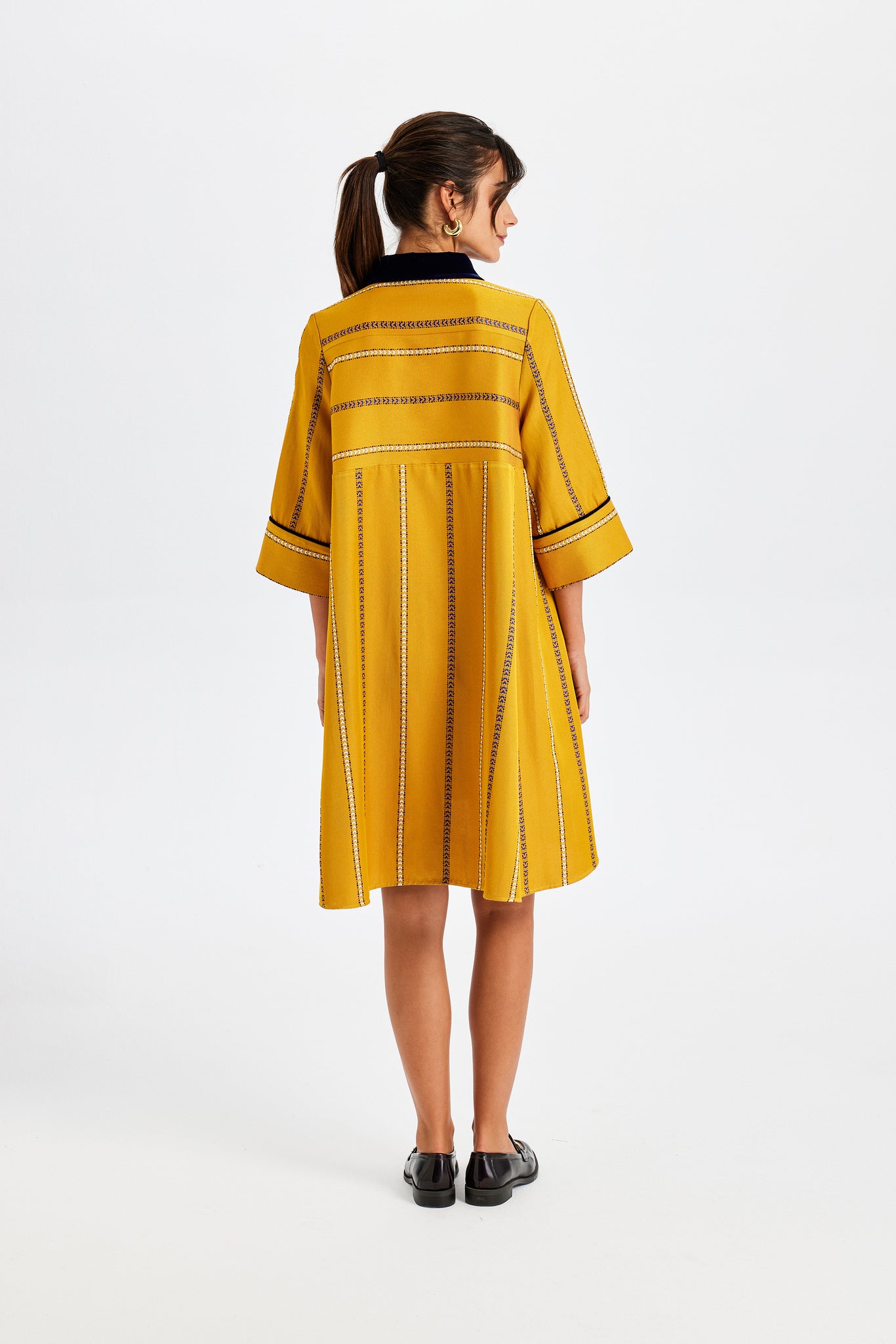 Velvet Detail Polo Neck Kutnu Dress