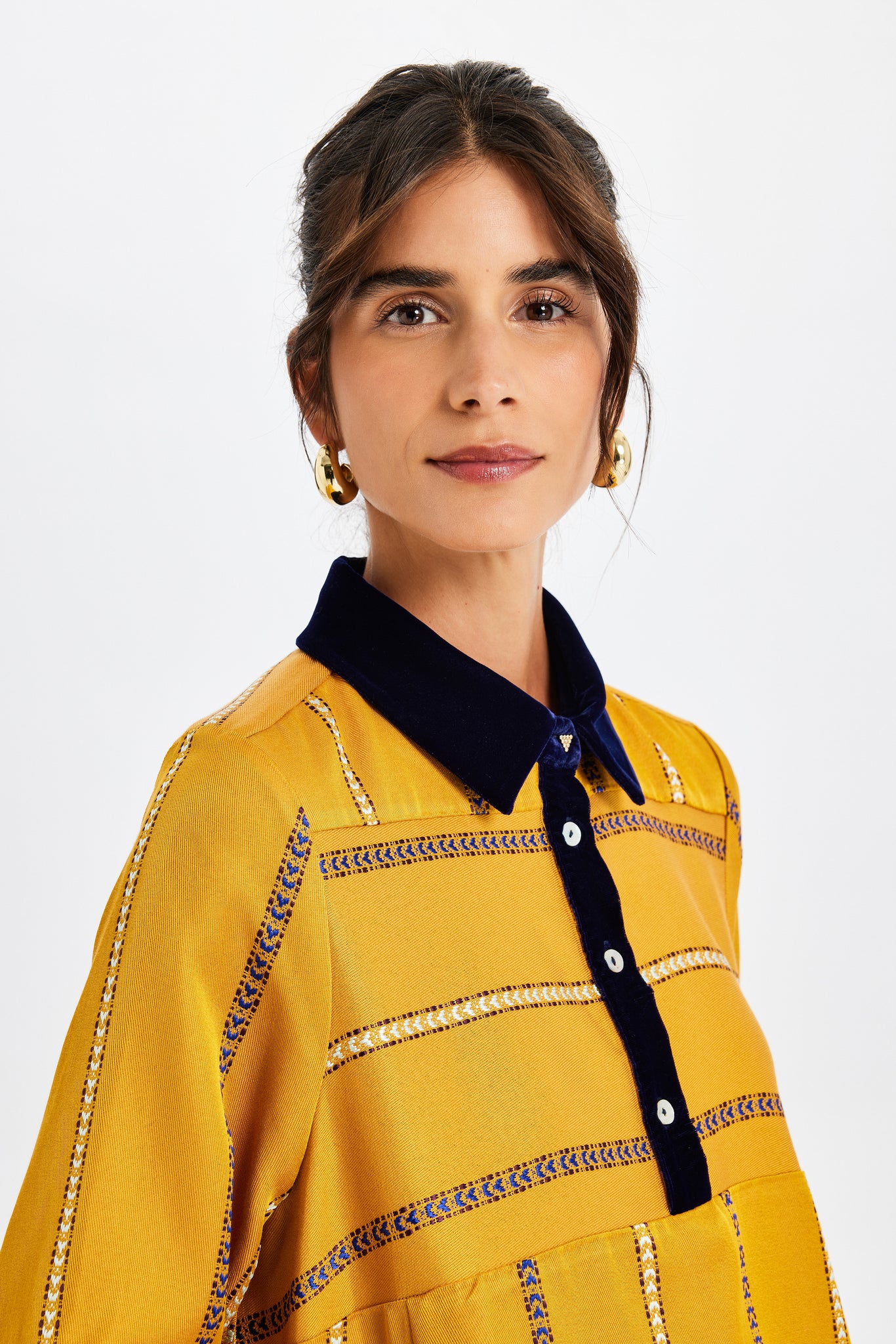 Velvet Detail Polo Neck Kutnu Dress