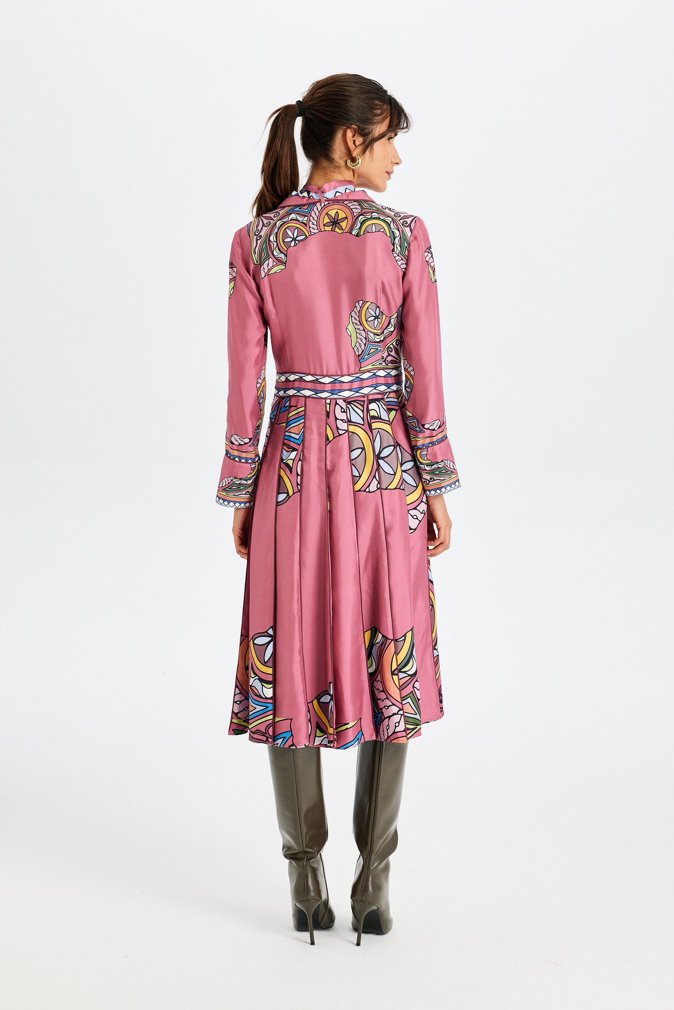 Zeugma Pleated Long Silk Dress