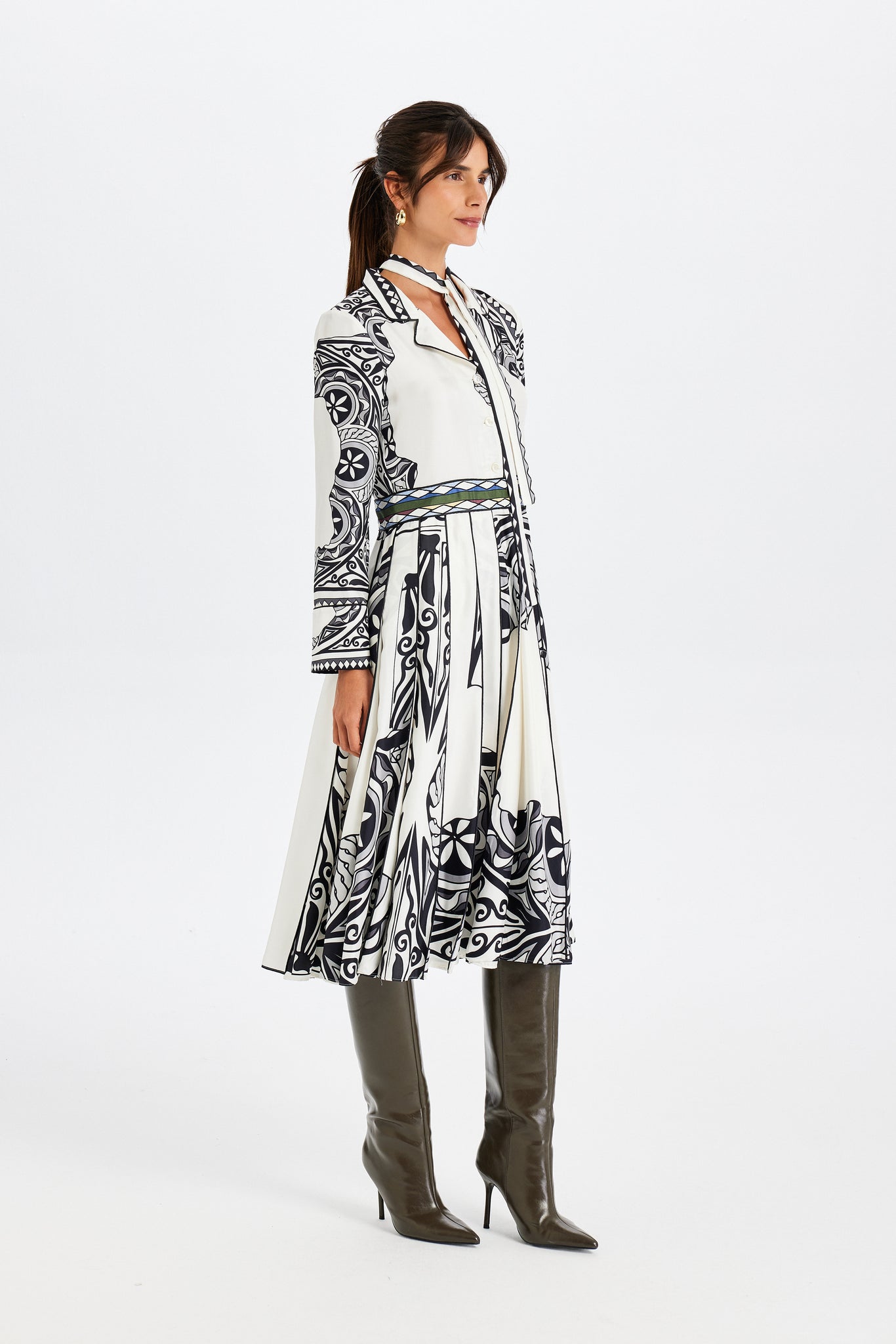 Zeugma Pleated Long Silk Dress