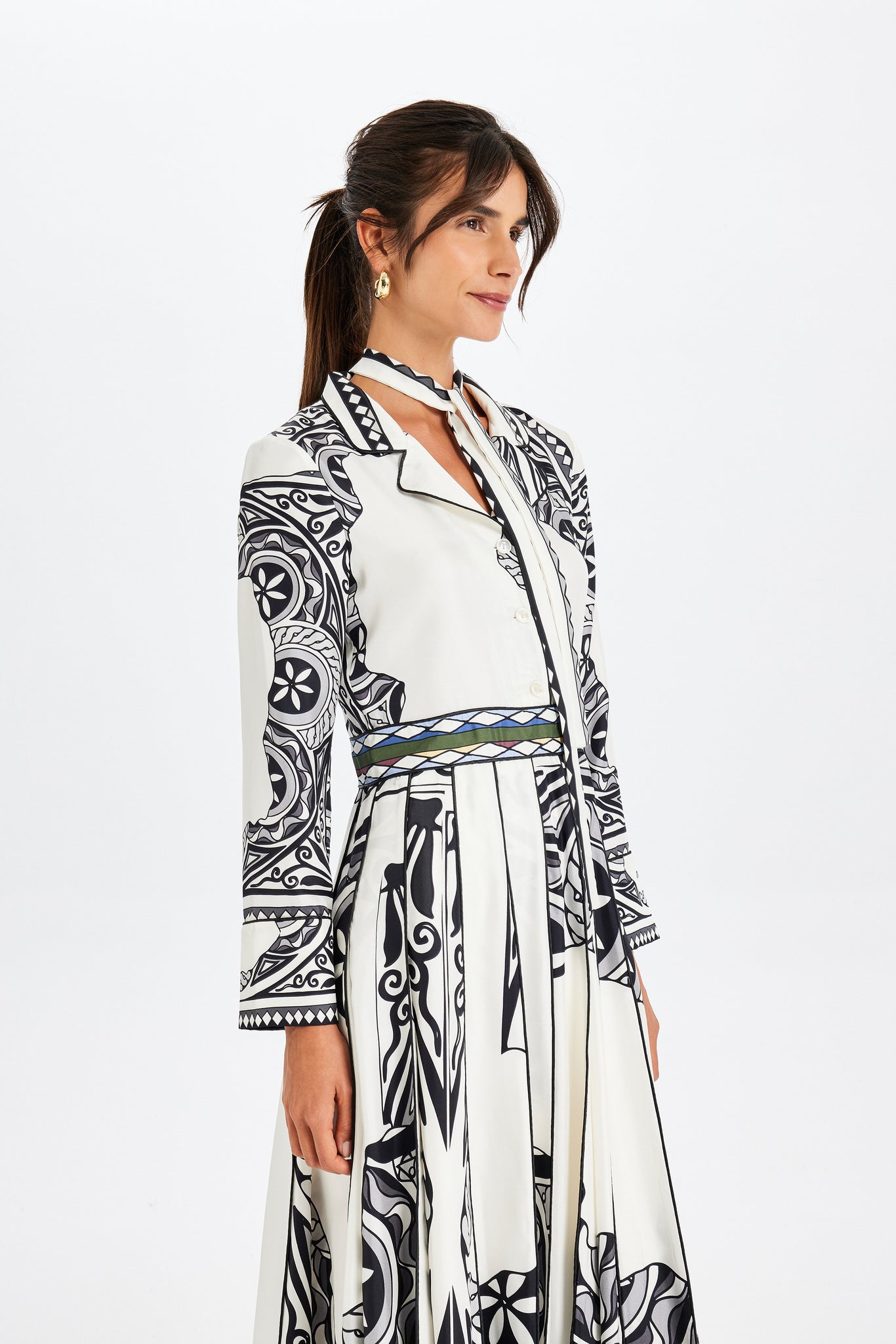 Zeugma Pleated Long Silk Dress