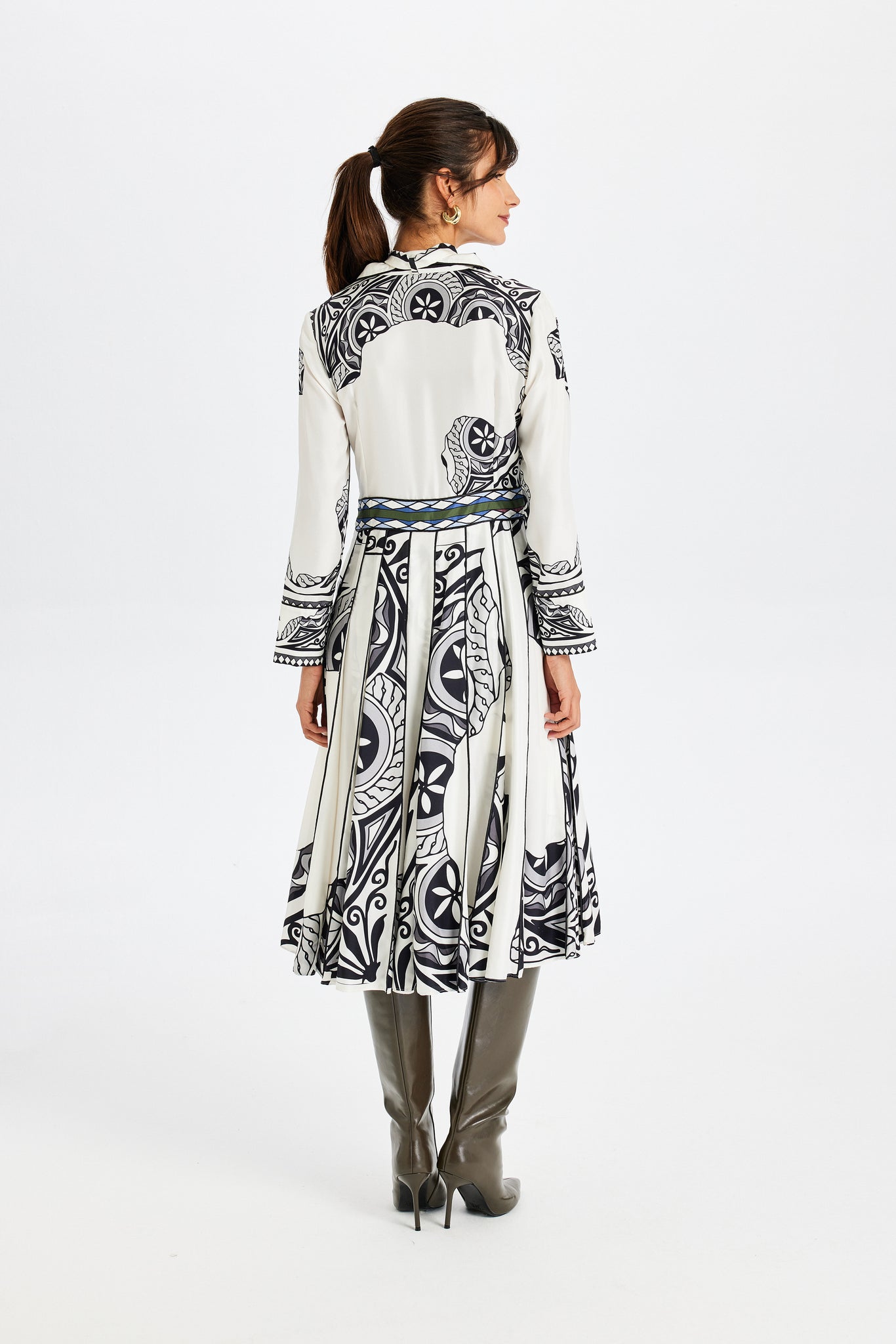 Zeugma Pleated Long Silk Dress