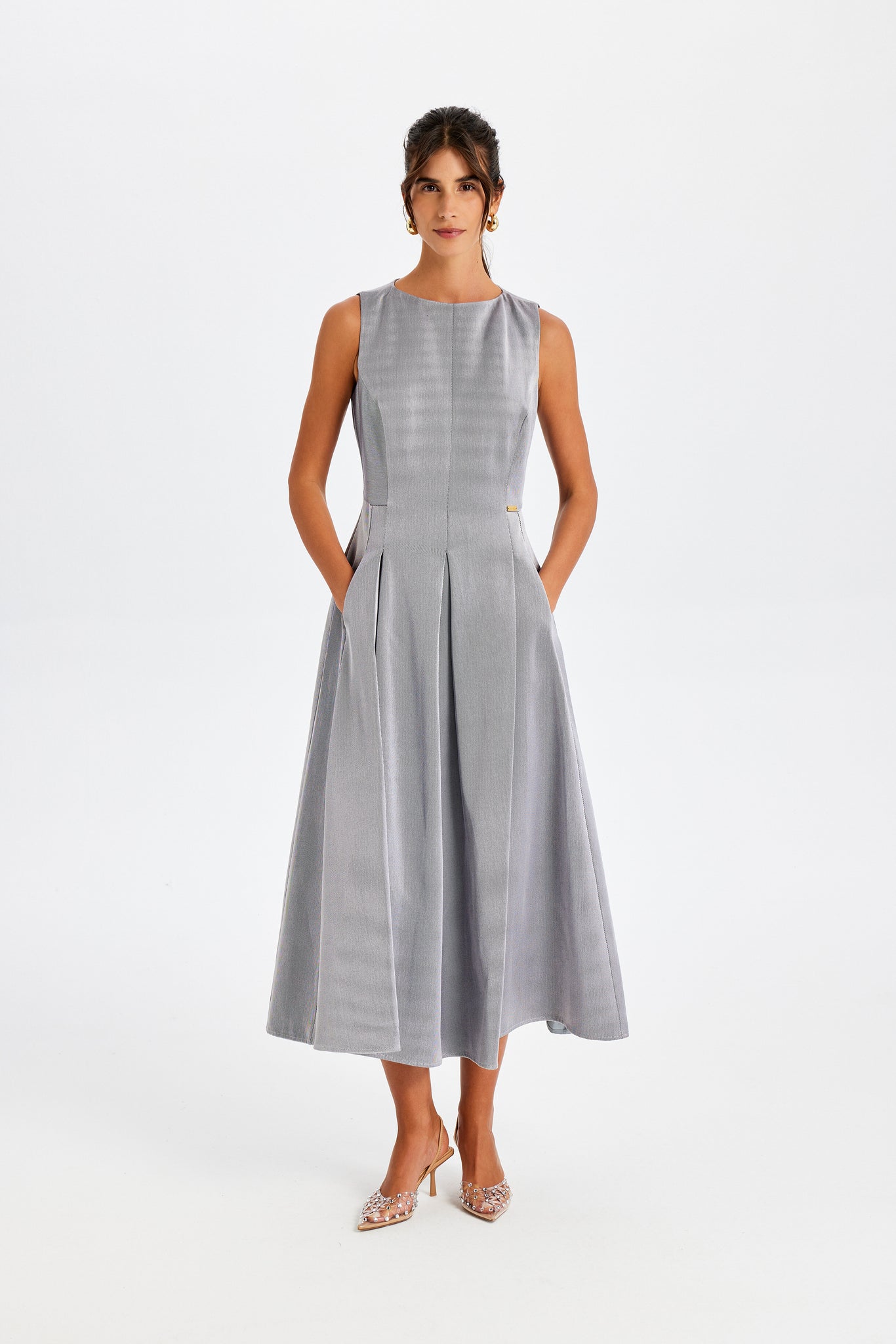 Kutnu Sleeveless Dark Pink Long Dress