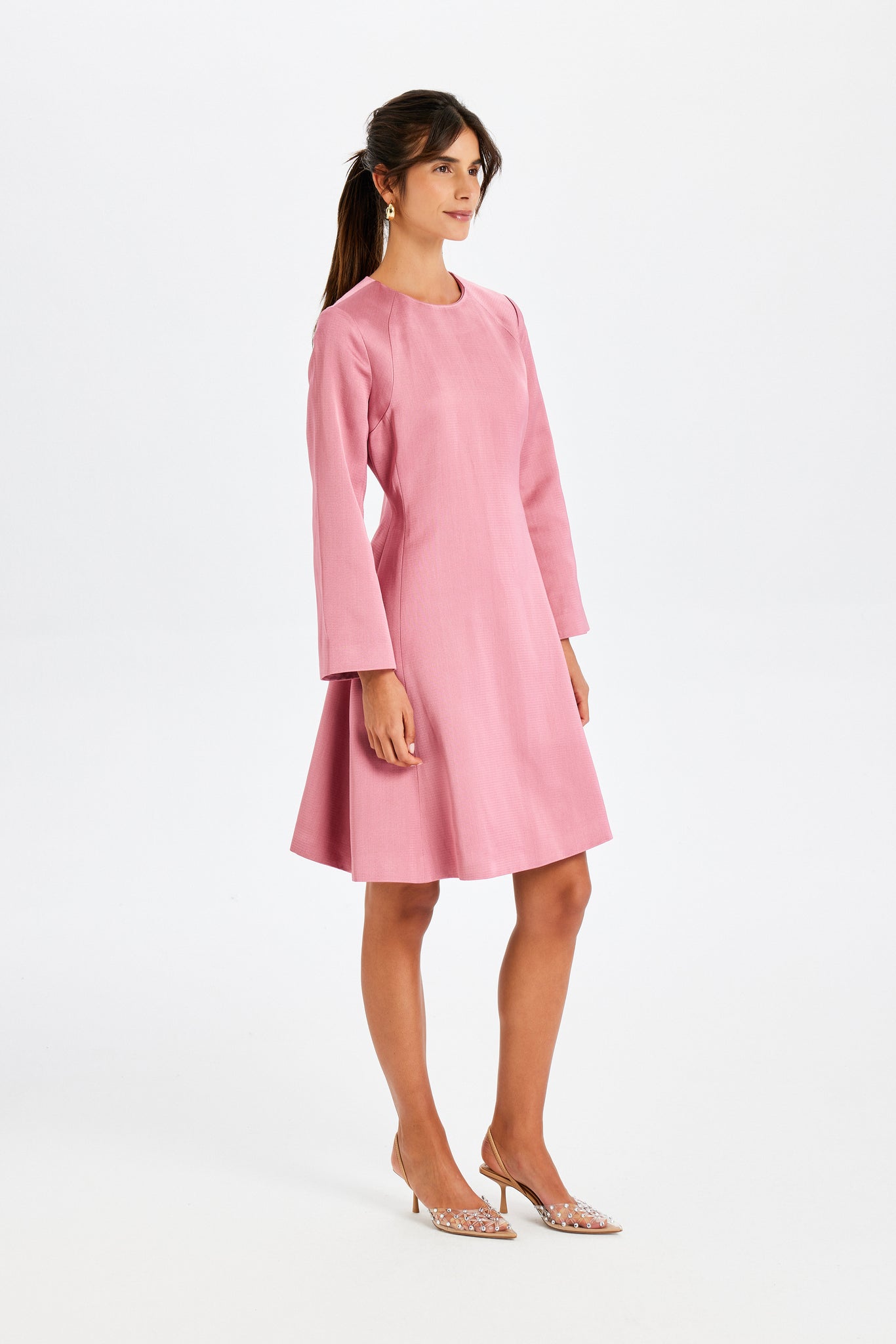 Kutnu Long-Sleeved Mini Dark Pink Dress