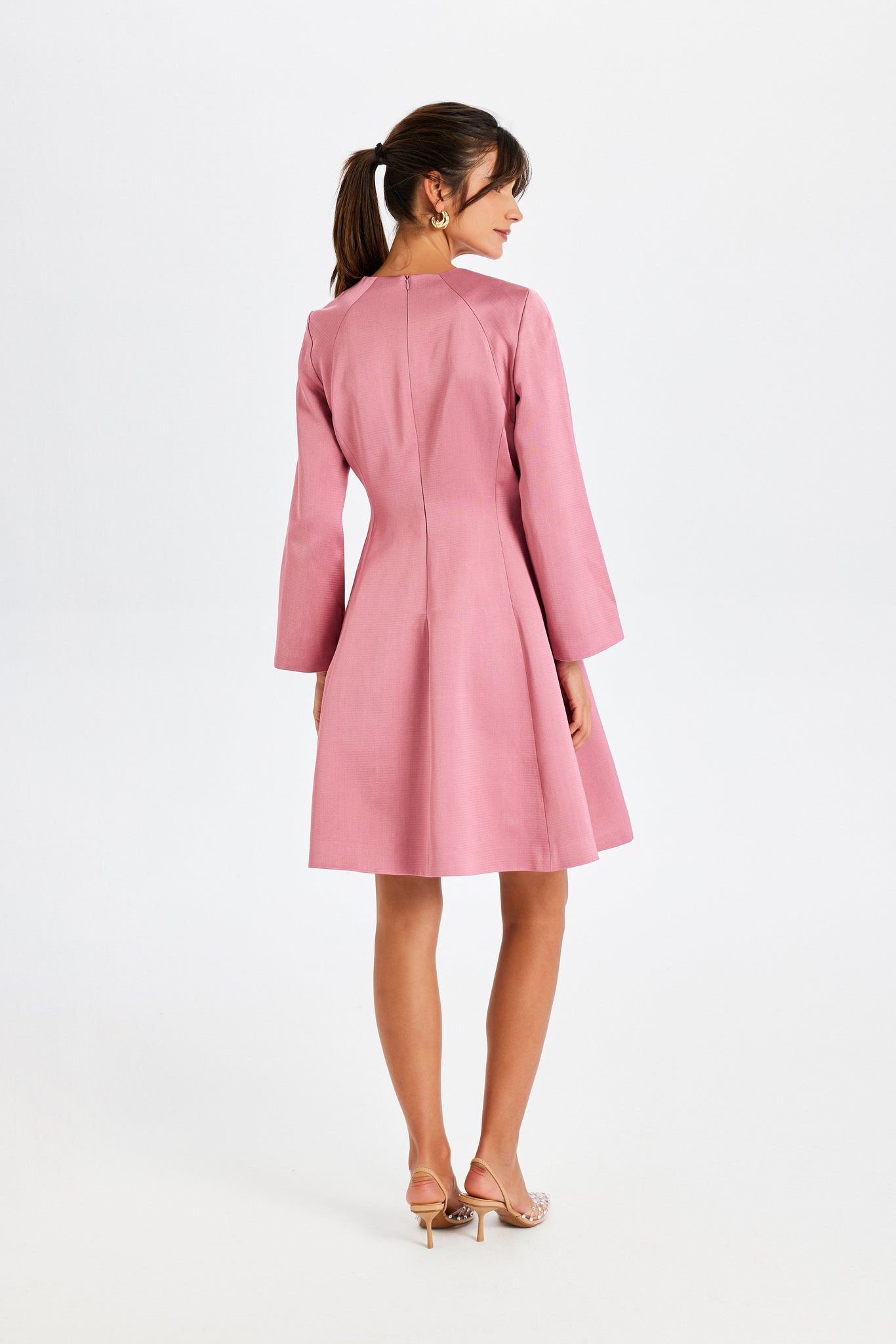 Kutnu Long-Sleeved Mini Dark Pink Dress