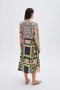 Zeugma Geometric Pattern Silk Long Dress