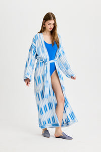 Blue Ikat Detailed Kutnu Kimono