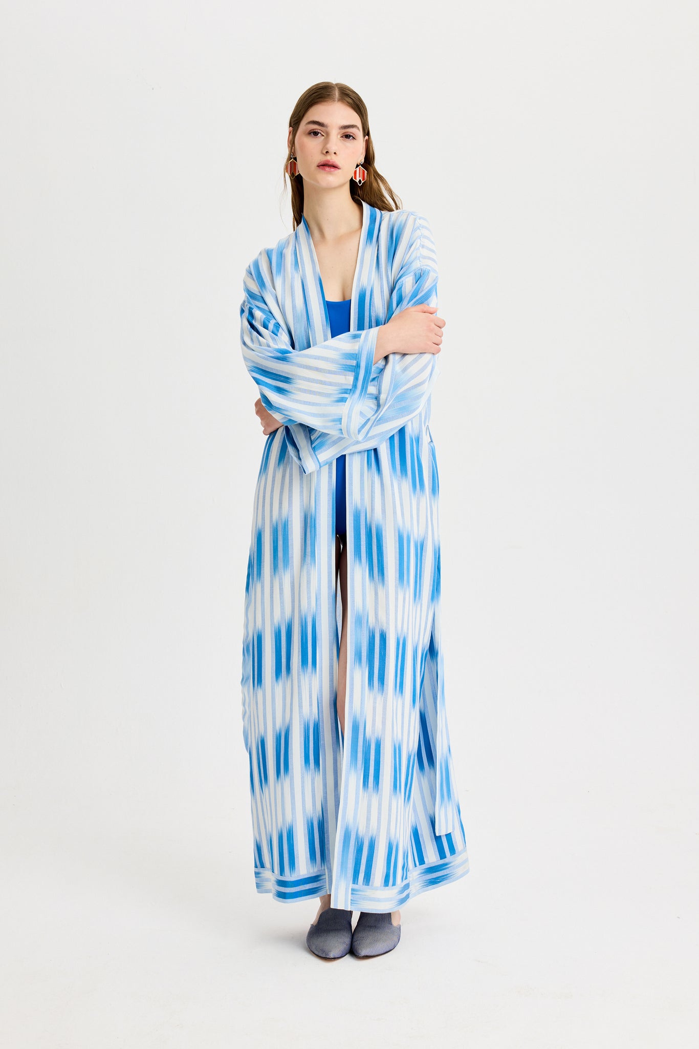 Blue Ikat Detailed Kutnu Kimono