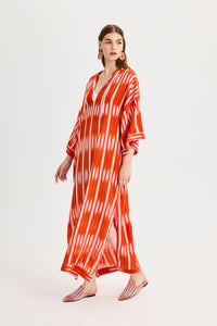 Orange Ikat Detailed Kutnu Kimono Dress