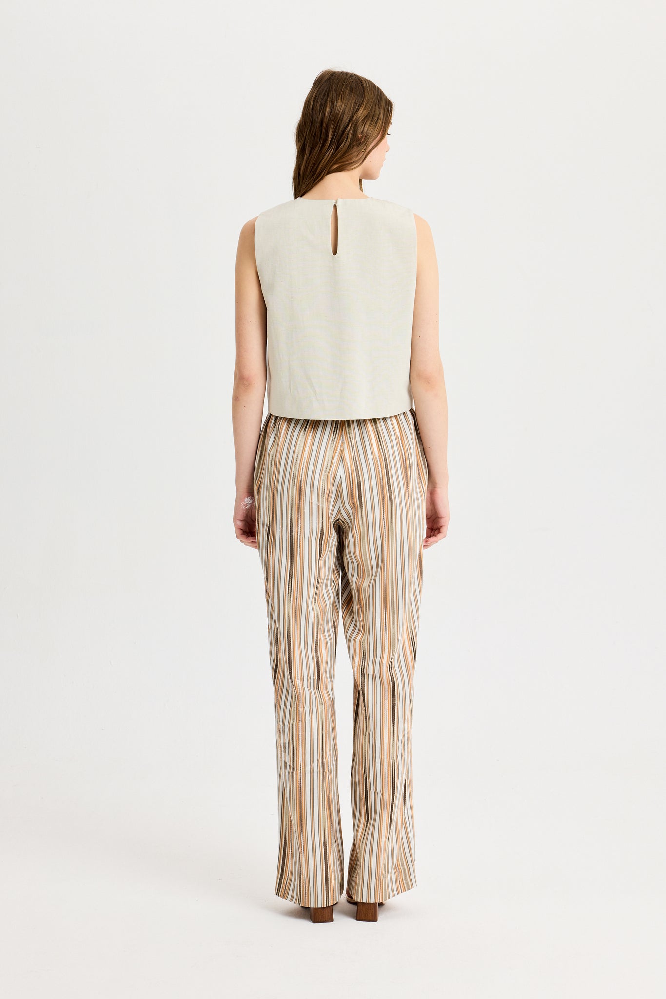 Elastic Waist Brown Pants