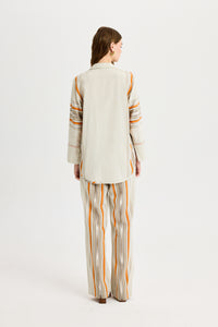 Elastic Waist Gray Orange Pants