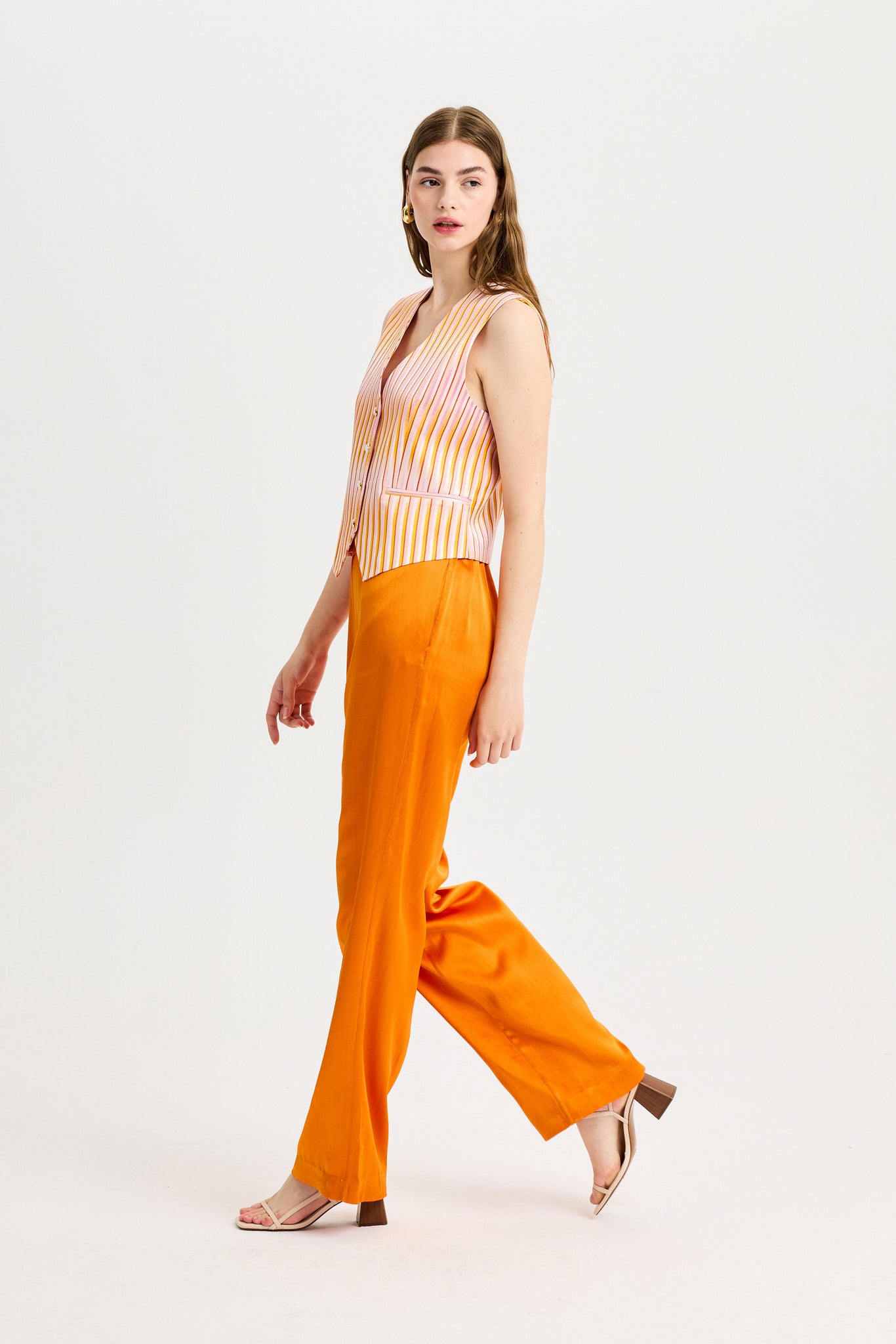 Elastic Waist Orange Pants