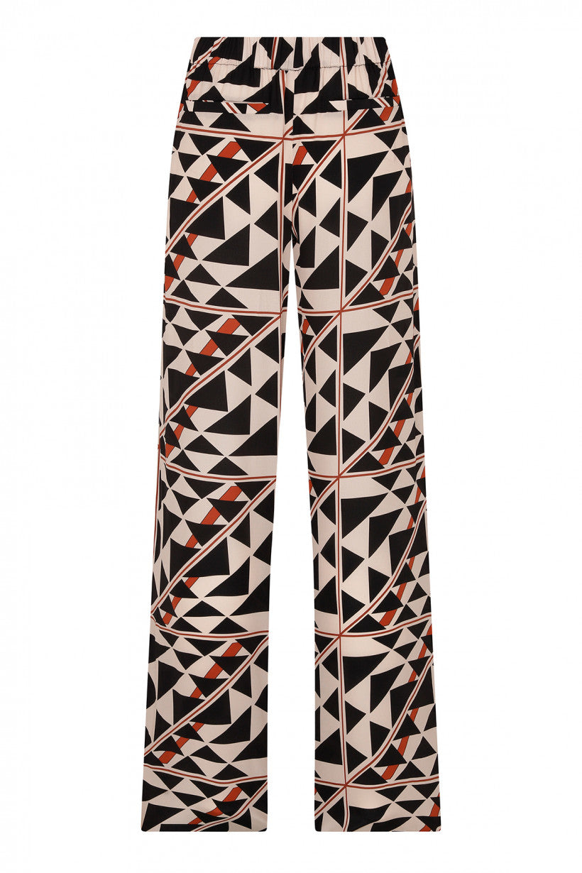 Geometric Zeugma Silk Pants