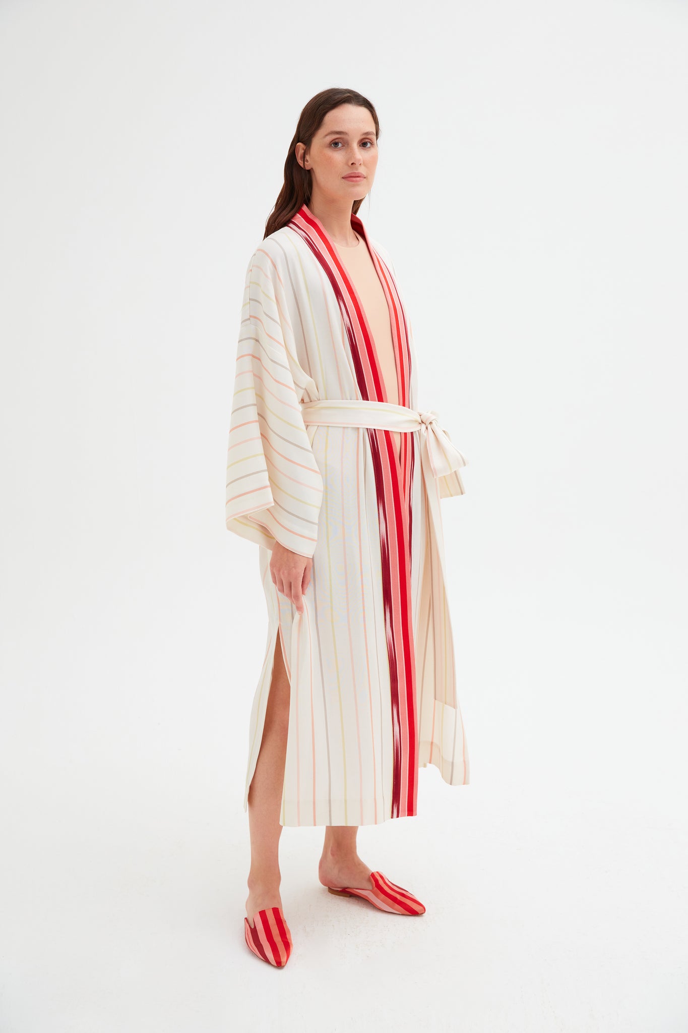 Classic Cream Striped Kimono