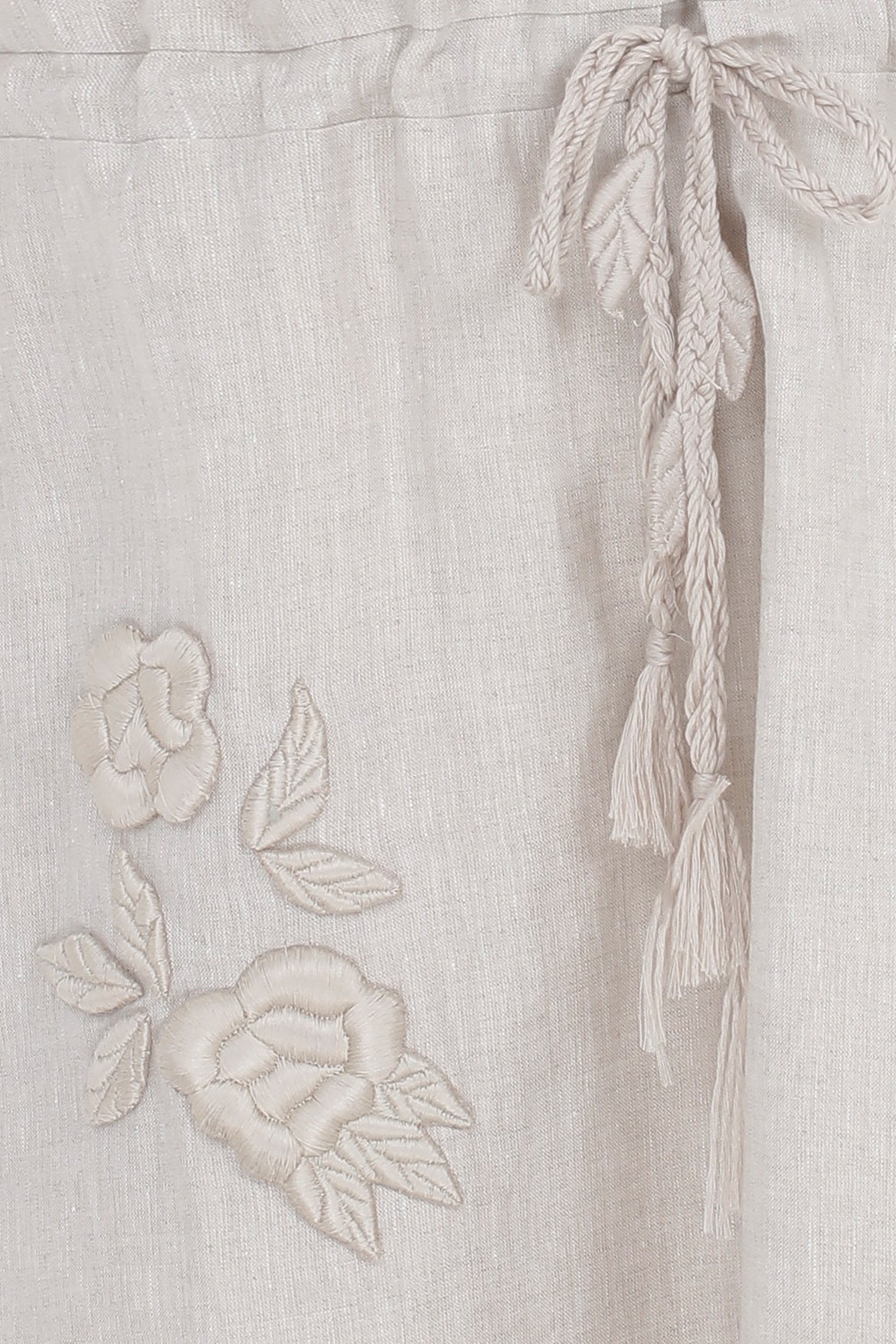 Embroidered Long Linen Dress