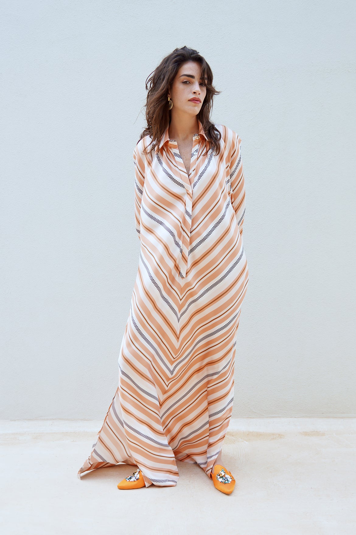 Solman Striped Oversize Maxi Silk Dress