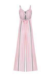 Pink Striped Silk Coveralls