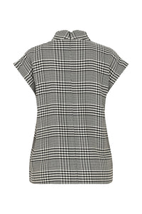 Checkered Black Short Sleeved Blouse